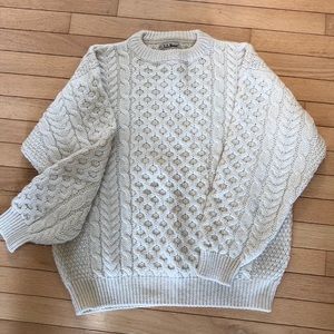 100% Wool Irish Aran Fisherman's L. L. Bean sweater
